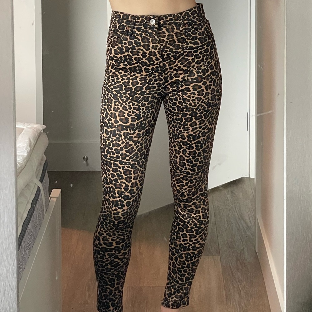 Topshop Brown and Black Leopard Print Faux Leather Pants - NEVER WORN